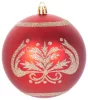MagicHome, Karácsonyi Gömbök, 4 db, piros, ornamentikával, 10 cm
