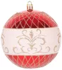 MagicHome, Karácsonyi Gömbök, 4 db, piros, ornamentikával, 10 cm