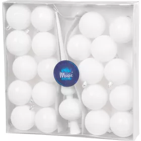   MagicHome, Karácsonyi gömbkészlet, 21 db, 6 cm, fehér, csúcs
