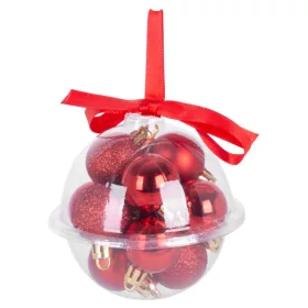 MagicHome, Karácsonyi gömbök, 12 db, 3 cm, piros