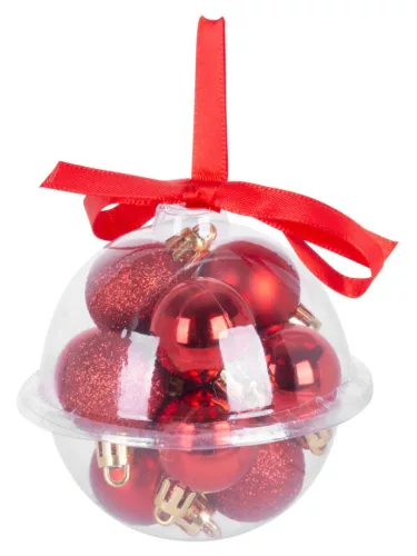 MagicHome, Karácsonyi gömbök, 12 db, 3 cm, piros