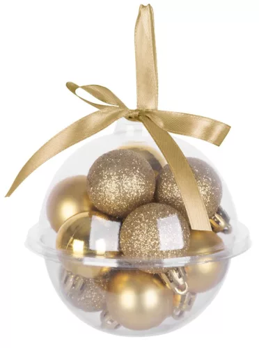 MagicHome, Karácsonyi gömbök, 12 db, 3 cm, arany
