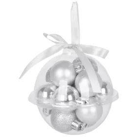   MagicHome, Karácsonyi gömbök, 12 db-os csomag, 3 cm, ezüst