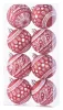 MagicHome, Karácsonyi gömbök, 8 db, 6 cm, piros fehér ornamentikával, csillámokkal