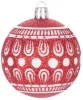 MagicHome, Karácsonyi gömbök, 8 db, 6 cm, piros fehér ornamentikával, csillámokkal