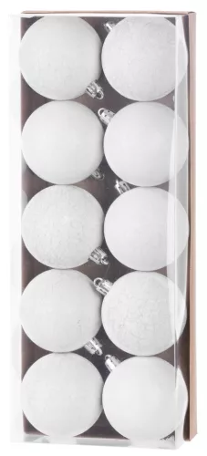 MagicHome, Karácsonyi Gömbök, 10 db, fehér, 6 cm