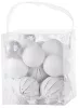 MagicHome, Karácsonyi Gömbök, 31 db, fehér - ezüst, vegyes, 6-3 cm