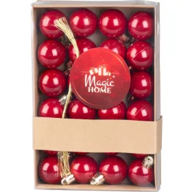   MagicHome, Karácsonyi Gömbök, 24 db, készlet, piros, 3 cm