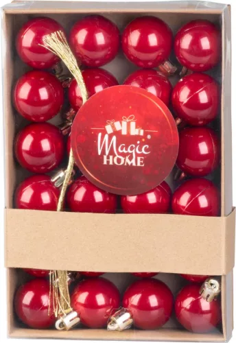 MagicHome, Karácsonyi Gömbök, 24 db, készlet, piros, 3 cm