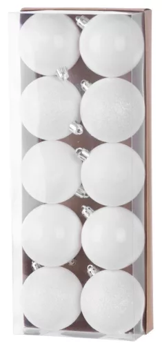 MagicHome, Karácsonyi Gömbök, 10 db, fehér, 6 cm