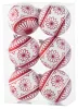 MagicHome, Karácsonyi gömbök, 6 db, 8 cm, piros - fehér, csillámokkal