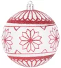 MagicHome, Karácsonyi gömbök, 6 db, 8 cm, piros - fehér, csillámokkal