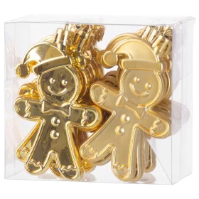   MagicHome, Karácsonyi dísz, mézeskalács figura készlet, arany, 12 db, 8 cm