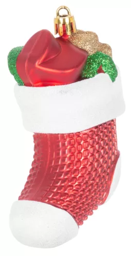 MagicHome, karácsonyi dísz, zokni készlet, piros, 3 db, 11 cm