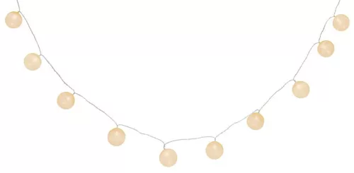 MagicHome, karácsonyi füzér, 10x meleg fehér LED, PE/pamut, 2xAA