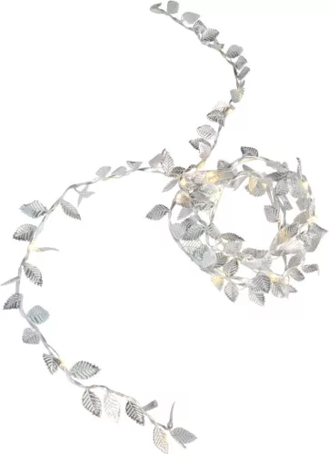 MagicHome, Karácsonyi füzér, Levél dekoráció, 20x meleg fehér LED, 2xAA, IP20