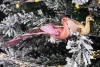 MagicHome, Karácsonyi dekoráció, sárga páva csipesszel, 23 cm