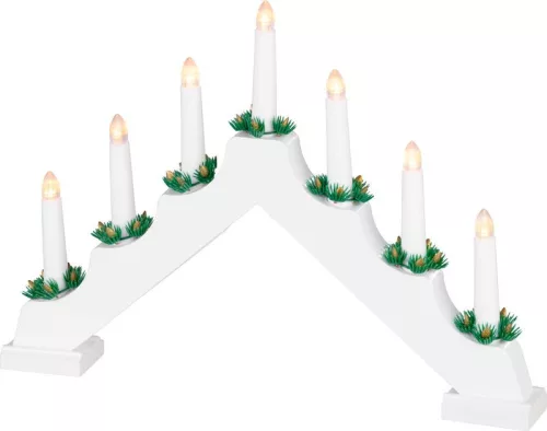 MagicHome, Karácsonyi gyertyatartó, 7x LED meleg fehér, 2xAA, beltéri, 39x4,5x29 cm