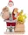 MagicHome, Karácsonyi dísz, Mikulás táskával és fenyőfával, LED, 3xAAA, 30 cm