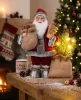 MagicHome, Karácsonyi dísz, Mikulás táskával és fenyőfával, LED, 3xAAA, 30 cm