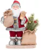 MagicHome, Karácsonyi dísz, Mikulás táskával és fenyőfával, LED, 3xAAA, 30 cm