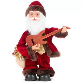   MagicHome, Karácsonyi dekoráció, Mikulás gitárral, 3xAAA, 35 cm, zenélő