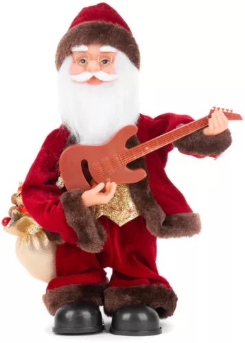 MagicHome, Karácsonyi dekoráció, Mikulás gitárral, 3xAAA, 35 cm, zenélő