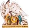 MagicHome, Karácsonyi dekoráció, Szent Család angyalszárnyak alatt, polirezin, 21,5 cm