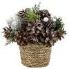 MagicHome Karácsony, Ikebana, természetes, zöld gömbökkel, 19x19 cm