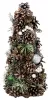 MagicHome, Karácsonyfa dekoráció, natúr, zöld gömbökkel, 47 cm