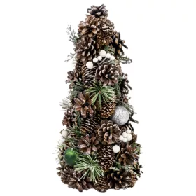   MagicHome, Karácsonyfa dekoráció, natúr, zöld gömbökkel, 47 cm