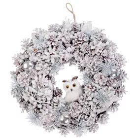   MagicHome, karácsonyi Koszorú, természetes, krémszínű, függő, bagollyal, 40 cm