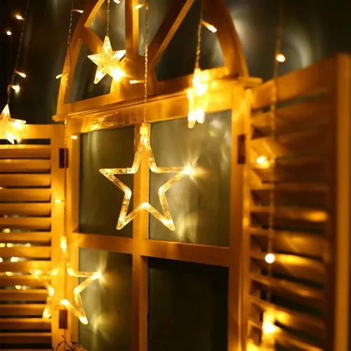 MagicHome, Karácsonyi Füzér, 138x meleg fehér LED, csillagokkal, 230V, 50 Hz, 8 funkció
