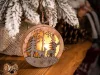 MagicHome karácsonyi dekoráció, Szarvas gömbben, LED, felfüggeszthető, MDF, 8,5 x 2 x 8,5 cm