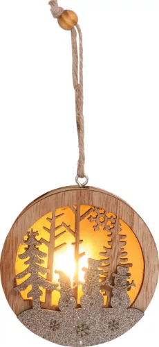 MagicHome, Karácsonyi dekoráció, hóember gömbben, LED, függő, 8,5x2x8,5 cm