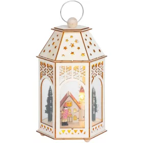   MagicHome, Karácsonyi lámpás, Fa falu, 9x LED, meleg fehér, 16,5x14x30 cm