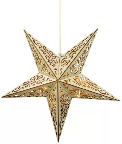 MagicHome, Karácsonyi csillag, 10x LED, meleg fehér, 3xAA, + távirányító, 40 cm