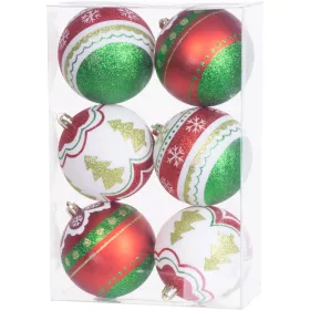 MagicHome, Karácsonyi gömbök, 6 db, piros - zöld, 8 cm