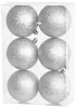 MagicHome, Karácsonyi gömbök, 6 db, ezüst, 8 cm