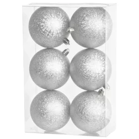 MagicHome, Karácsonyi gömbök, 6 db, ezüst, 8 cm