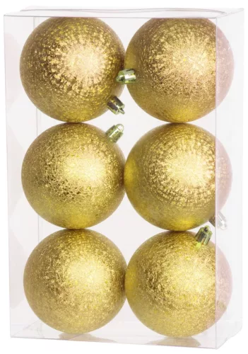 MagicHome, Karácsonyi gömbök, 6 db, arany, 8 cm