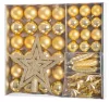 MagicHome, Karácsonyi gömbkészlet, 50 db, 4-5 cm, arany, csillag, girland, toboz