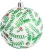 MagicHome, Karácsonyi gömbök, 6 db, fehér csillogó ornamentikával, csillámokkal, matt
