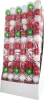 MagicHome, Karácsonyi gömbök, 14 db, piros-fehér, dekorációval, 8 cm