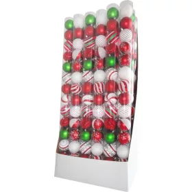   MagicHome, Karácsonyi gömbök, 14 db, piros-fehér, dekorációval, 8 cm