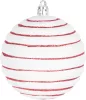 MagicHome, Karácsonyi gömbök, 14 db, piros-fehér, dekorációval, 8 cm