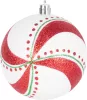 MagicHome, Karácsonyi gömbök, 14 db, piros-fehér, dekorációval, 8 cm