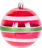 MagicHome, Karácsonyi gömbök, 14 db, piros-fehér, dekorációval, 8 cm