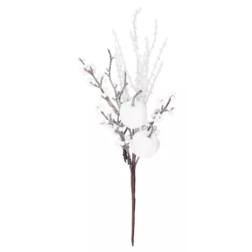   MagicHome, Karácsonyi ág, bogyókkal és almákkal, fehér, 32 cm