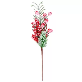   MagicHome, Karácsonyi ág, bogyókkal, piros, fagyhatású, 29 cm